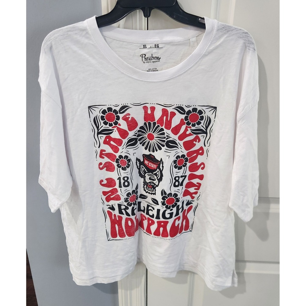 Pressbox NC State University Raleigh Wolfpack Graphic T-Shirt White XL Cotton